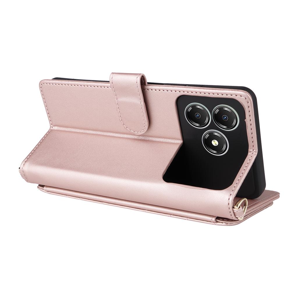 For ZTE Blade A36/nubia A36 Case with Shoulder/Wrist Strap Leather Phone Cover Stand Wallet