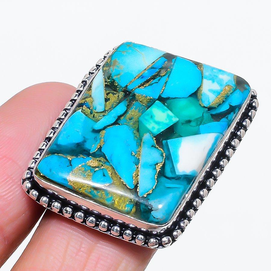 

Натуральная медная бирюза 925 стерлинговое серебро ювелирное кольцо размер 7.5 n5v71