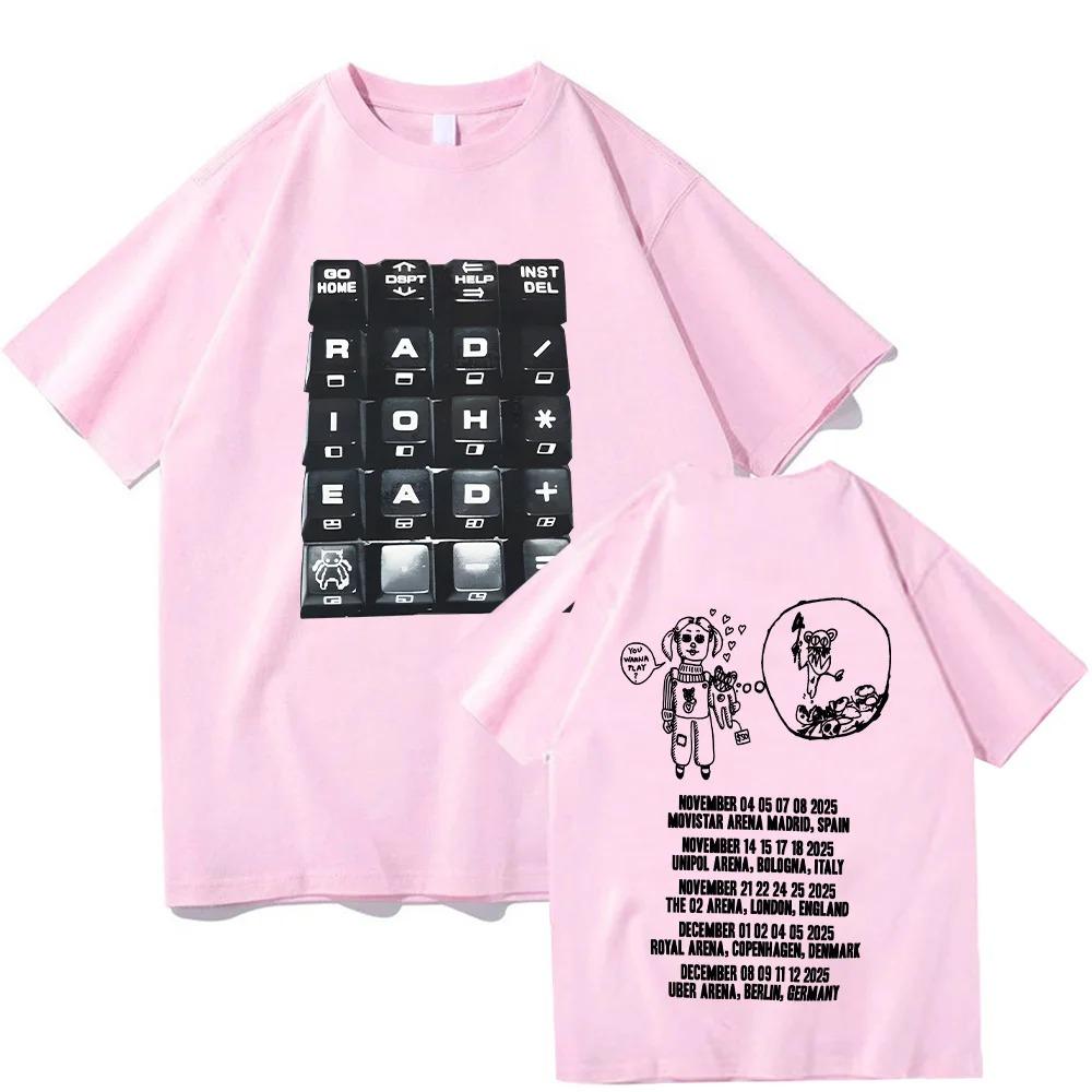 Radiohead World Tour Merch Tshirt Oversized Y2k Rock Band T Shirts Men Women Heavy Cotton Loose Streetwear Short Sleeve Clothes