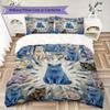 Vibrant Mandala Cats Pattern Bedding uilt Set uilt Cover Pillowcase Home Decoration Birthday Gift (1 * duvet cover + 2 * pillowcase without core)