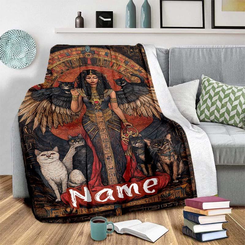 Egyptian Theme Customize Your Name Blanket Warm Comfortable Soft Blanket For Chair Office Sofa Bed Sofa Office Camping Suitable For Gifting Relatives