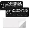 Please Leave Packages Here Signs 10" X 4" Deliveries Sign Aluminum Package Delivery Sign for Outside Front Door Home Office Shop 2 Pack