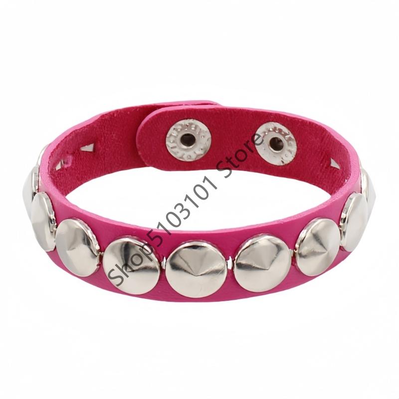 Fashion Punk Rivet Chain Bracelet Leather Hip Hop Rock Metal Bracelet Wristbands Unisex Leather Bracelet