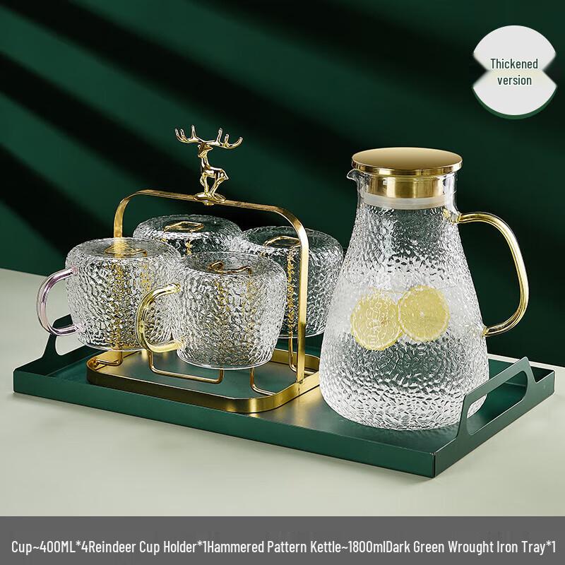 Zhuopu Hammered Heat-Resistant Glass Water Cup Set