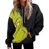 Women's Cozy Pink Hoodie with Green Cartoon Character Print Casual Long Sleeve Pullover Sweatshirt for All Seasons