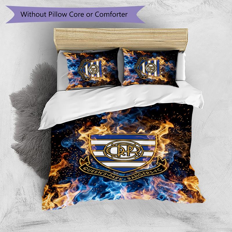Set Lenzuola Stampato Calcio Queens Park Rangers 3 Pezzi, Comodo Set Copripiumino per Camera da Letto Amico della Pelle