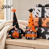Party Centerpieces Halloween Plush Gnome Decoration, Spooky Orange Black Boo Pumpkin Swedish Tomte Durable Figurine, Elf Dwarf Ornaments for