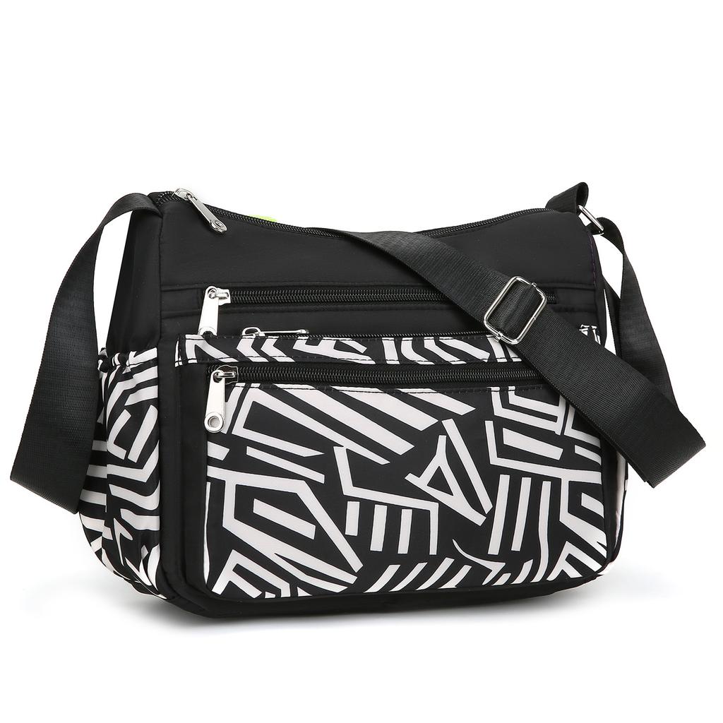 Women Elephant Print Crossbody Bag Multi Pocket Shoulder Bag Large Capacity Lightweight Travel Messenger Purse Zipper Handbag