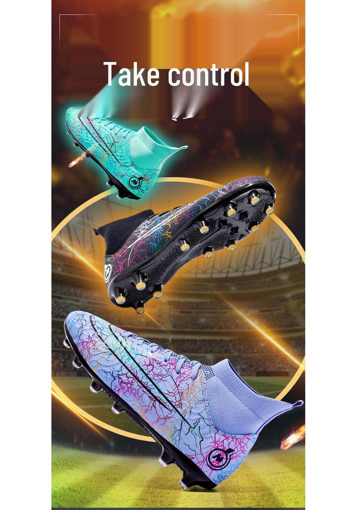 New FGTF Men's Breathable High-Top Soccer Shoes with Long/Short Studs for Teens & Kids, Stylish Design