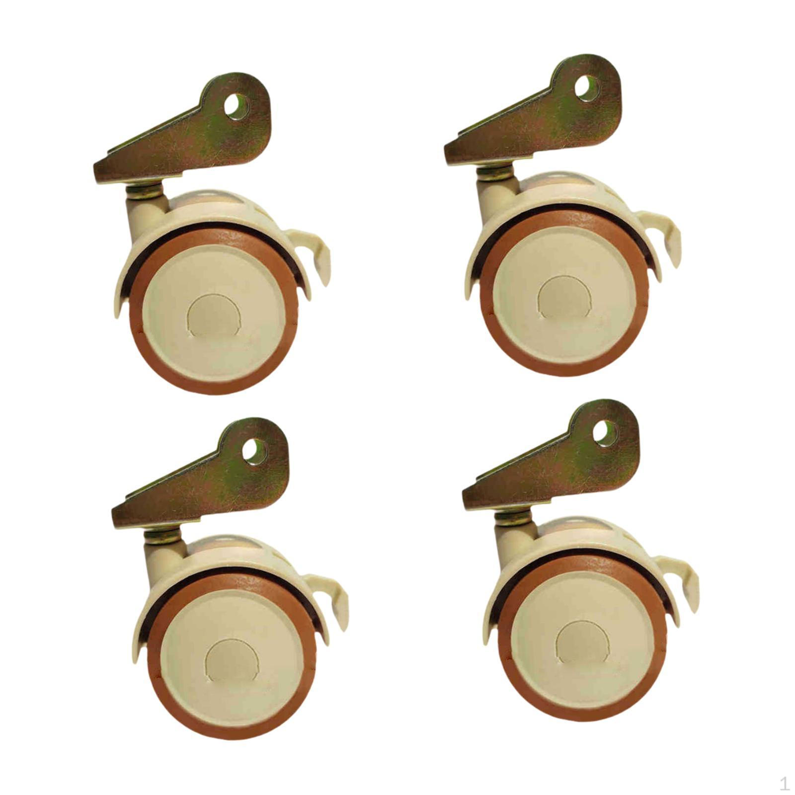 

4 Pieces U Bracket Swivel Caster Wheel with Brake Mute Moving for Furniture Clip 30mm