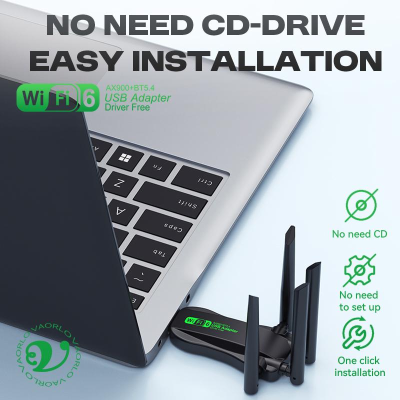 WIFI6 AX900 מתאם אלחוטי USB WiFi Bluetooth 5.4 פס כפול 2.4G+5GHz 4 אנטנות 900Mbps כרטיס רשת מקלט עבור WIN 10/11