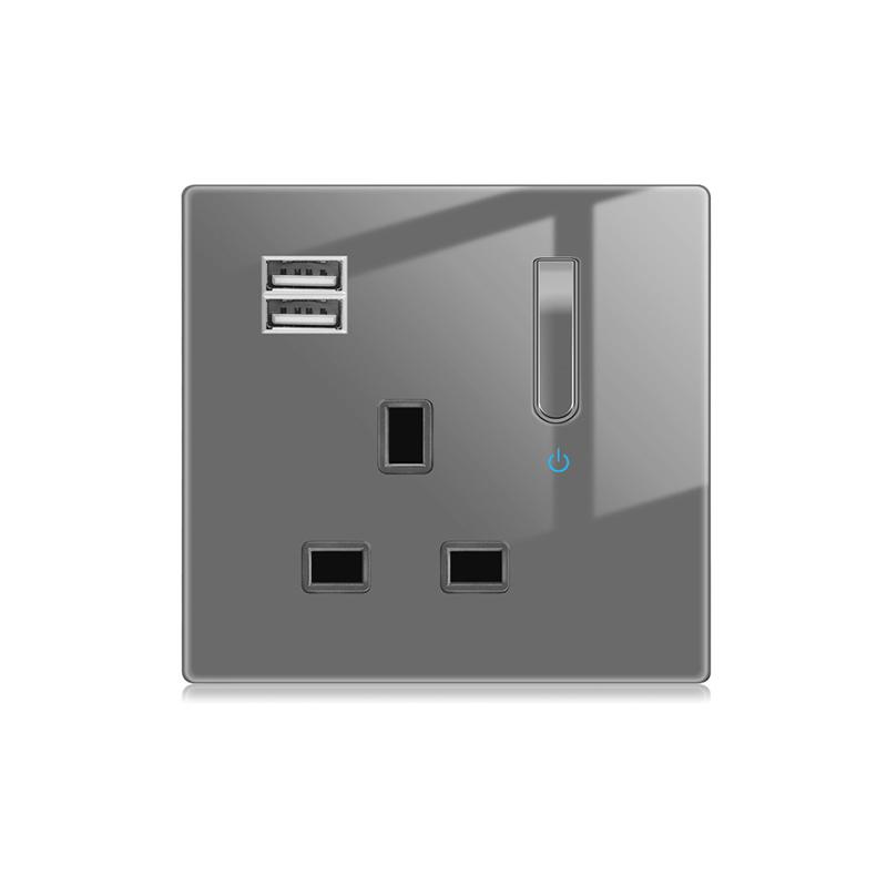 Nástěnný vypínačový panel LED indikátor UK EU FR Univerzální USB Elektrická zásuvka Klavírní klávesy Samoresetovací nástěnné vypínače TV Počítač