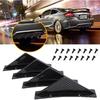 4Pcs Universal Curved Shape Rear Bumper Diffuser Shark Fin Spoiler Trim Covers Decoration Set Lip Wing Splitter, Carbon Fiber