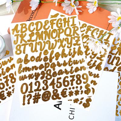 1 Inch Handwritten Letter Sticker Metal Brushed Gold and Silver Party Wedding Card Photo Album Decoration DIY Gold Stamping Sticker
