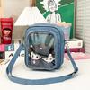 Neue Denim Ulzzang Ita-Taschen für Damen, transparente Abzeichen, Puppen-Ausstellung, Crossbody-Umhängetasche, Individualität, Designer, 2 Seiten, Bolso Mujer