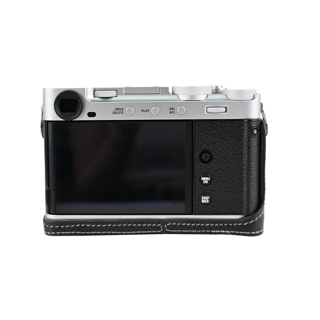 SIUTATDSH Camera Case, Silver-Tone Leather, for Fujifilm X-E5, Shockproof, Portable, Tripod Mountable, and Battery Replacement Included (Black)