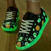 New Personalized Pattern Fluorescent Casual Men's and Women's Sports Board Shoes, Outdoor Fluorescent Lace Up Couple Board Shoes