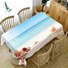 Conch Shell Seascape Pattern Resort Beach Tablecloth Thicken Cotton Rectangular Round Table Cloth For Wedding Picnic Party