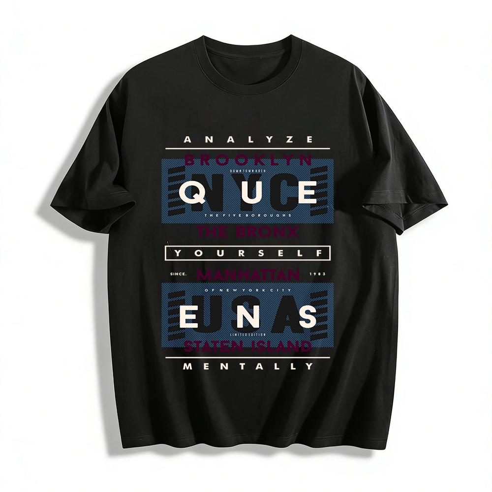 NYC USA Letter Print Casual Tee New York Boroughs Top Pure cotton T-shirt XXS