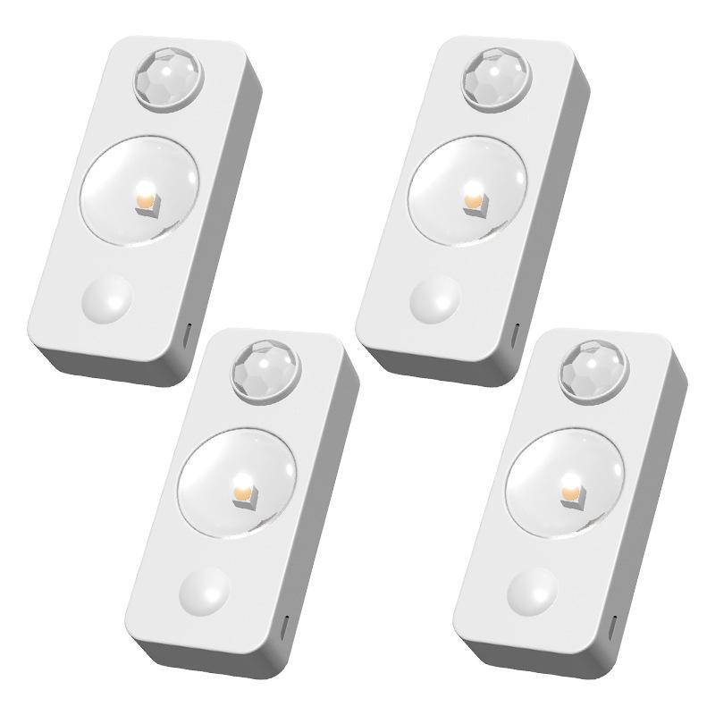 4pcs LED Motion Sensor Lights Rechargeable Cabinet Wireless Energy Saving for Closet Drawer Shelf Under Cabinet Light