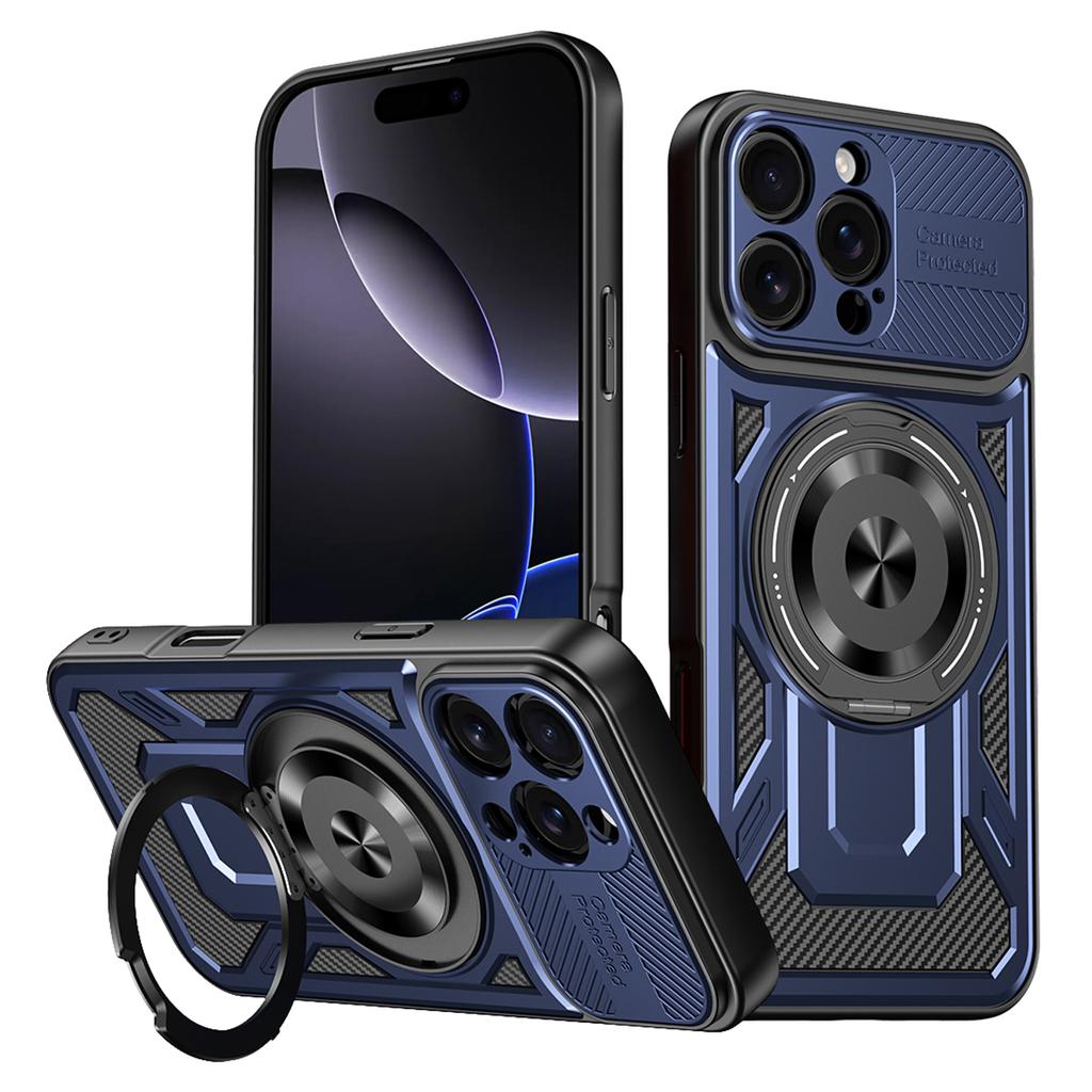 For iPhone 16 Pro Max Case Compatible with MagSafe Rotating Kickstand TPU + PC Phone Cover