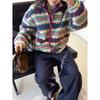 Womens Winter Warm Fleece Lined Knit Patterned Coat With Stand Collar Loose Fit Casual Outerwear