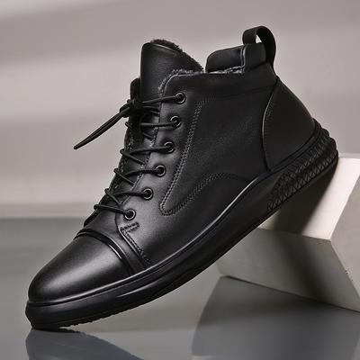 Herrenstiefel 100 % echtes Leder Stiefeletten zum Schnüren Casual Hochwertige Rindslederstiefel Herbst Winter Herrenschuhe Übergröße 37 -48