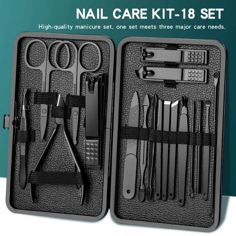 7/10/12/18/20/24 Stück Set Professionelles Maniküre-Set Kits Edelstahl Fingernagel Zehennagel-Schneider Set mit Leder Tragbar