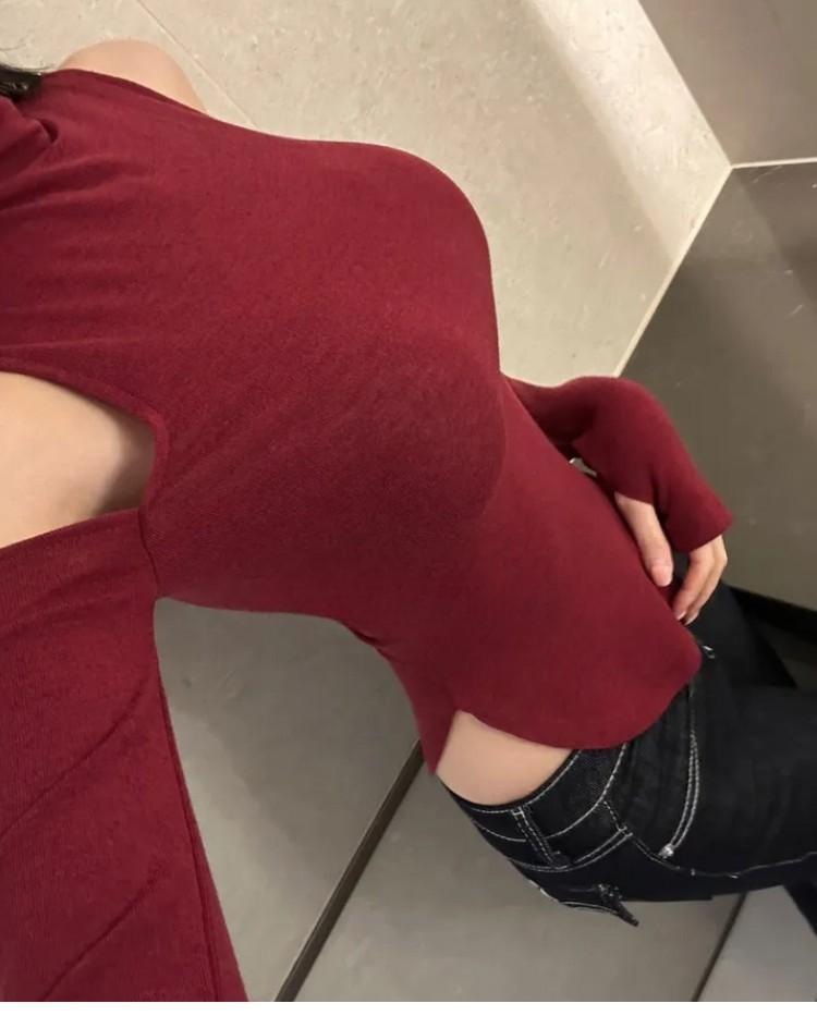 Korean Elegant Slimming Off-Shoulder High Neck Long Sleeve Shirt for Women
