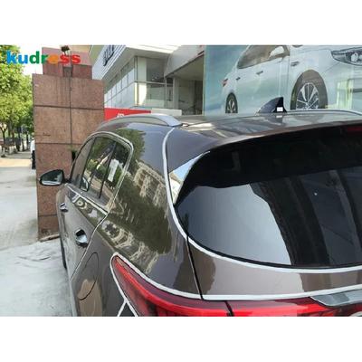 For KIA Sportage 2016 2017 2018   Chrome Car Rear Window Spoiler Cover Trim Side Wing Triangle Frame Trims Accessories