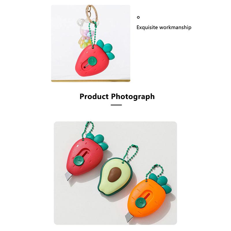 1/3 Stück Niedliches Tragbares Mini Avocado Erdbeere Karotte Kunst Universalmesser Express-Box Messer Papierschneider Bastelverpackungswerkzeuge