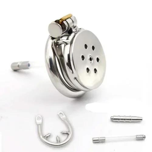 Manyjoy Stainless Steel Flat Chastity cage Urethral Sound Metal Penis Lock Ring Stretcher  Bondage Sadism Restraint Sex Toys