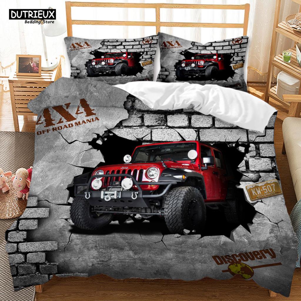 Cool Racing Car Bedding Set New Sports Car Duvet Cover Sets With Pillowcase Double Full King Size Jeep Bed Linen For Teens Boys