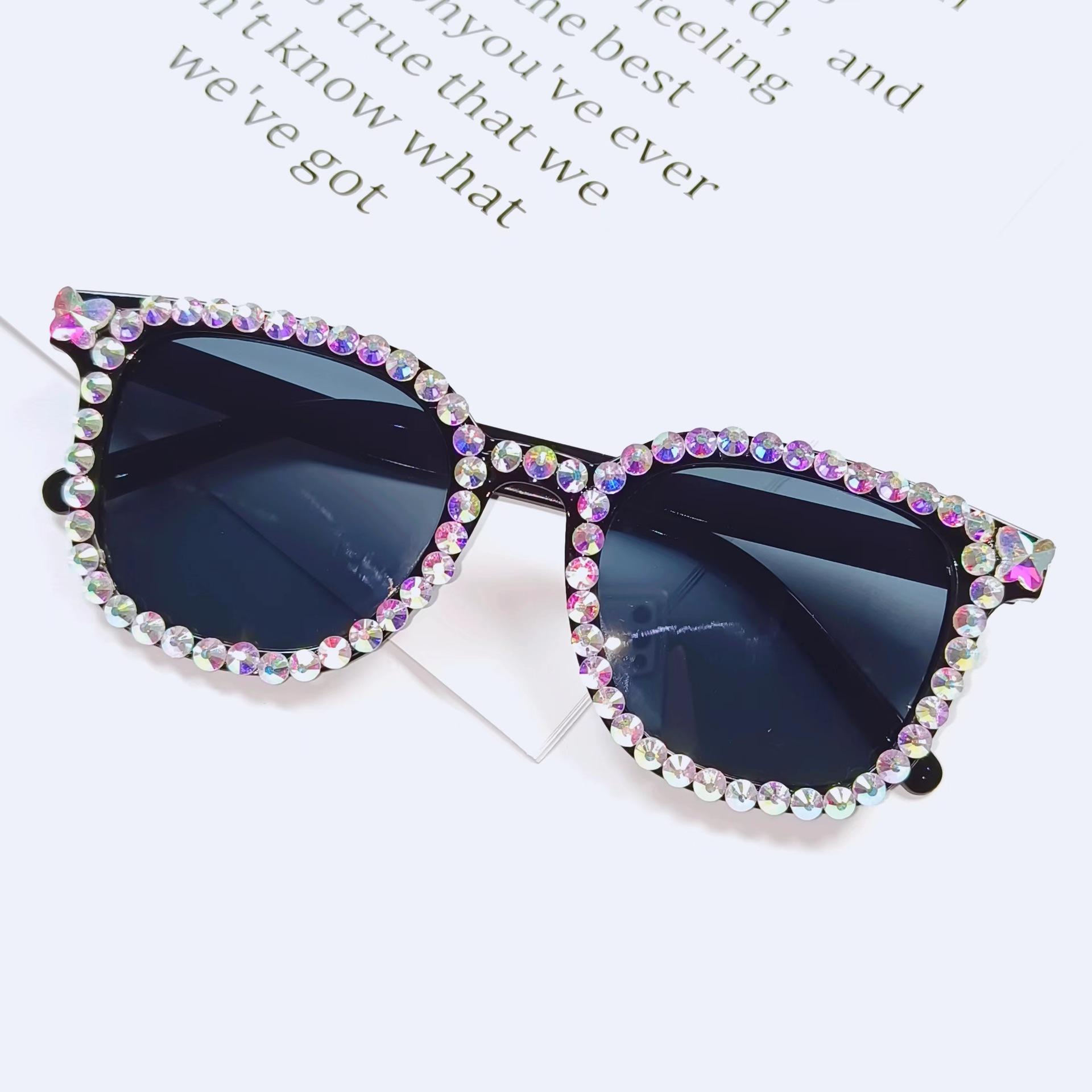 Explosive Ins Wind Handmade Diamond-Encrusted Glasses Women S Summer Sunscreen Ultraviolet Sunglasses For Personalized Sunglasses