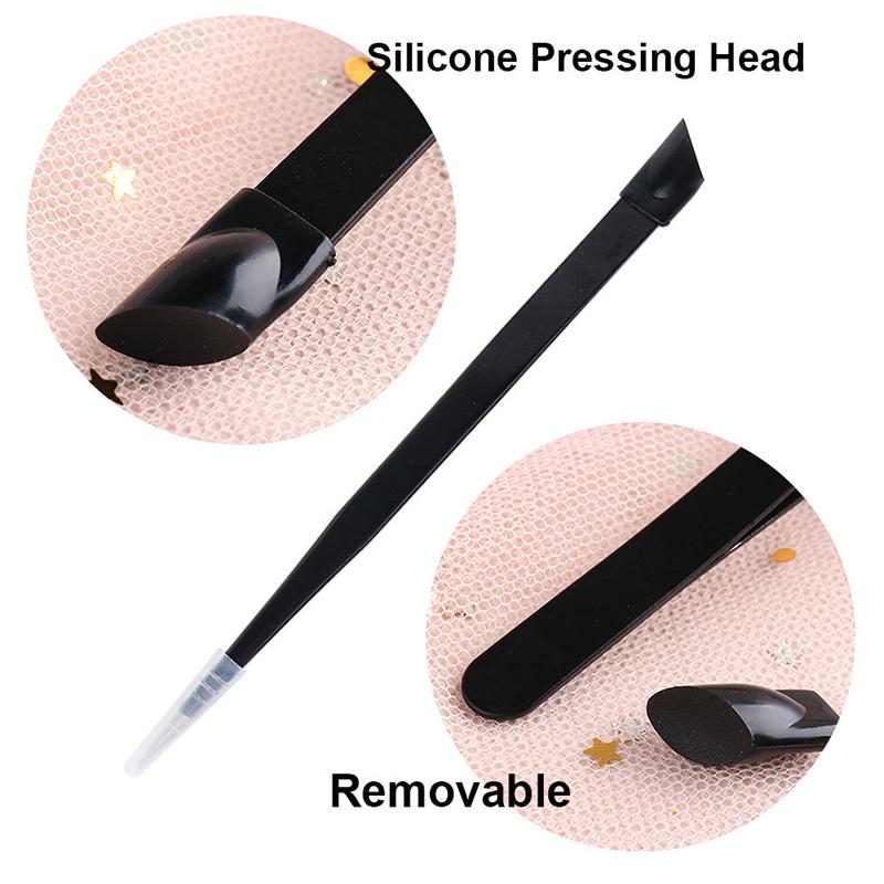 Doppelseitige Silikon-Nailart-Pinzette mit Presskopf Nagelsticker Strasssteine Aufnahmewerkzeug Wimpernverlängerung Make-up-Werkzeuge