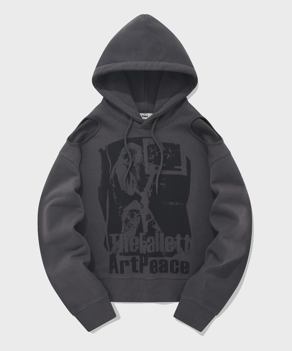 Худи в стиле гранж с вырезами на плечах, цвет угольный Charcoal/S