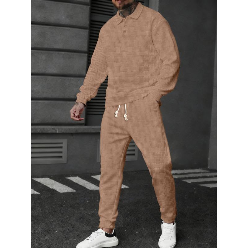 Neues Frühlings- und Herbst-POLO-Shirt-Textur Herren-Freizeit-Langarmhose Sportanzug