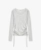 MONGDOL [Set] Side Shirred Layered T-Shirt Light Grey Mdts067Lgray
