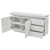 Credenza Alta Comò Madia Armadio 2 Ante & 3 Cassetti, Mobile da Pavimento Highboard, Design Senza Maniglie, Ripiani Regolabili, Bianco