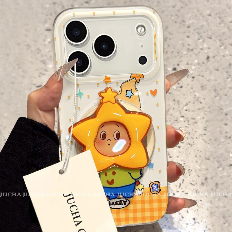 Cartoon Cute iPhone Case for Apple 17 Pro Max/16 Plus: Artistic Shin-chan Love Star Design