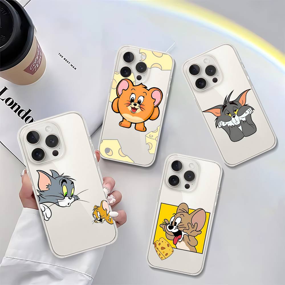 Cute Jerry And Tom-S Phone Case For IPhone 17 16 15 14 Plus 13 12 11 Pro Max Phone Back Cover Transparent Shockproof Cover