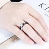 European & American 7MM Zirconia Inlaid Stainless Steel Black Silver Ceramic Women's Ring