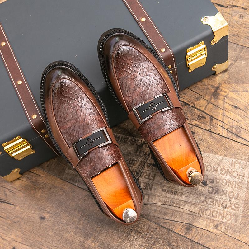 Men's Summer Casual Leather Shoes English Style Laid Back Comfortable Business Casual Driving Shoes Newly Wed Groom Shoes