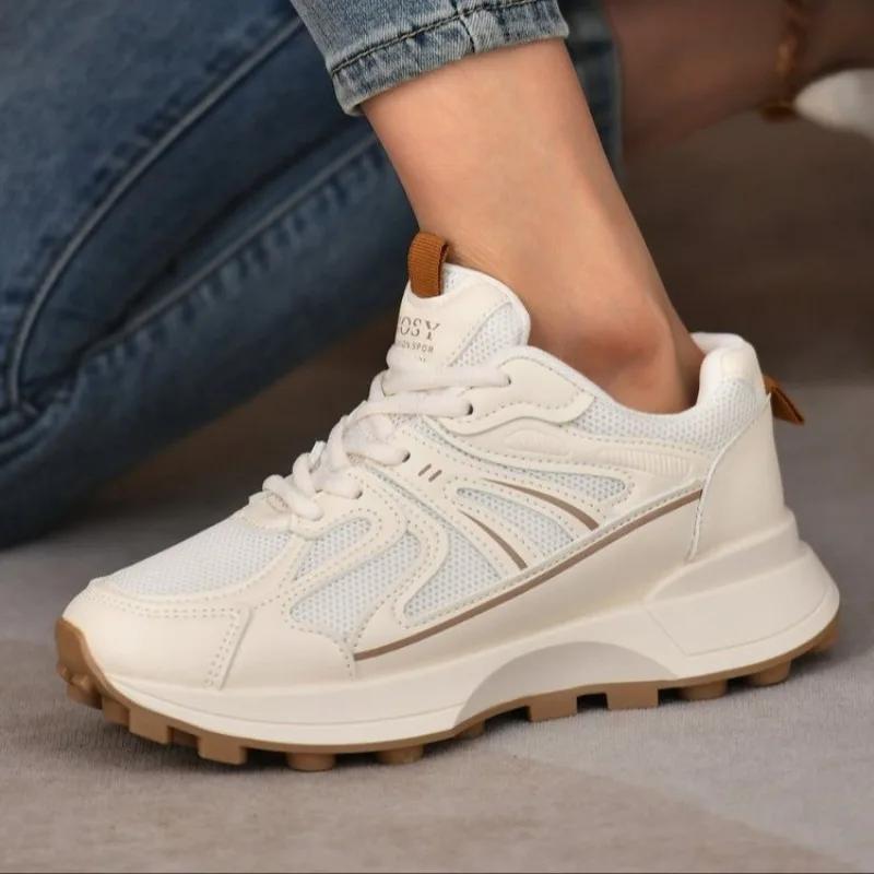 2024 Hot Sale Shoes for Women Lace-up Women's Vulcanize Shoes Fashion Round Toe High Quality Breathable Outdoor Casual Shoes