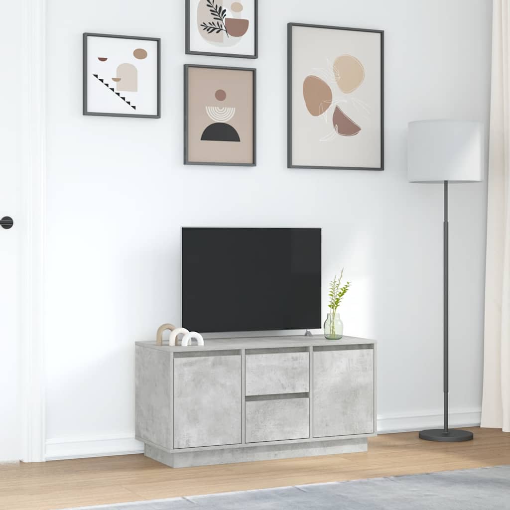 TV Cabinet with LED Lights Concrete Grey 100 x 41 x 50 cm