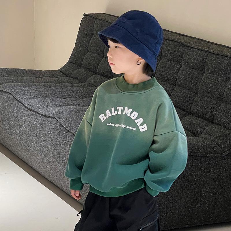 

Свитер для мальчиков с плюшевой подкладкой - Утепленный зимний топ для детей 2024 100 cm зелёный