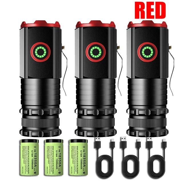 Powerful Mini LED Flashlight High Quality Aluminium Alloy Torch Type-C Rechargeable 18350 Battery With Tail Magnet Flashlight
