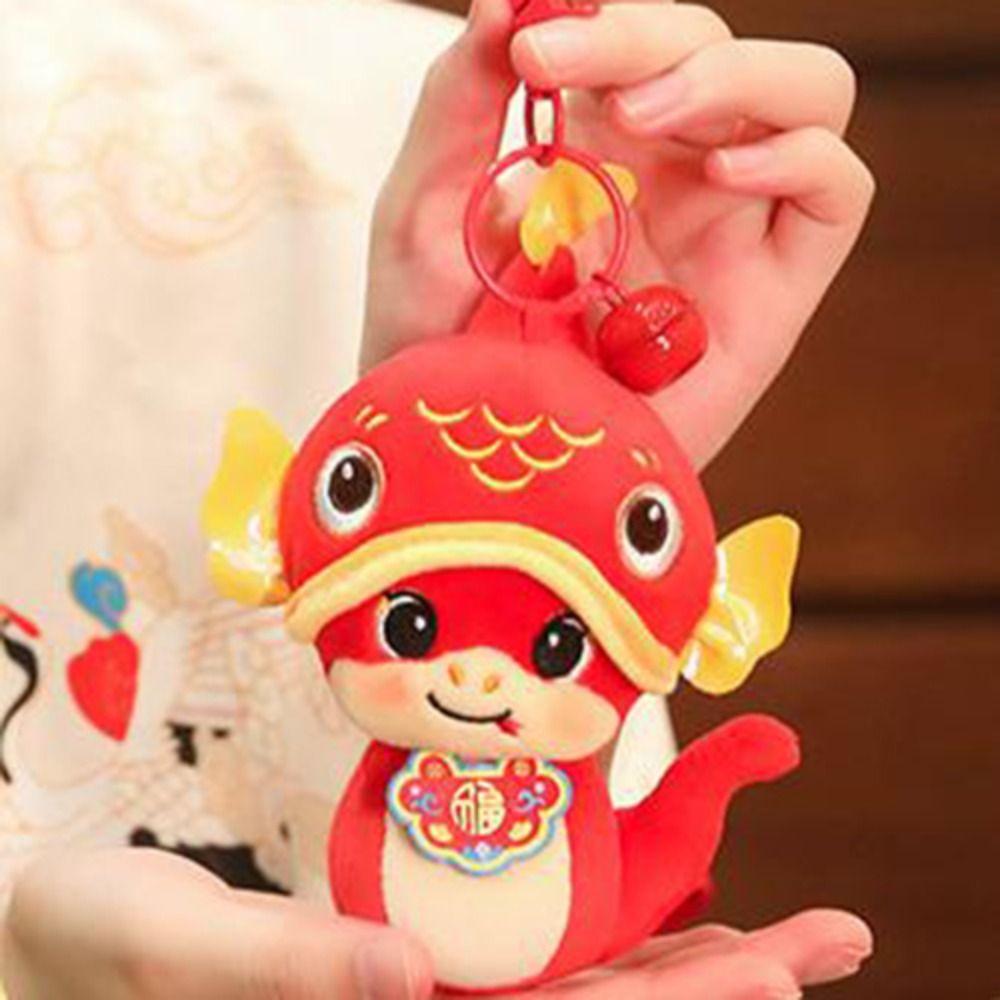 Chinese Style Wealth Snake Year Mascot Toy Blessing Lucky Snake Doll Keychain  Children