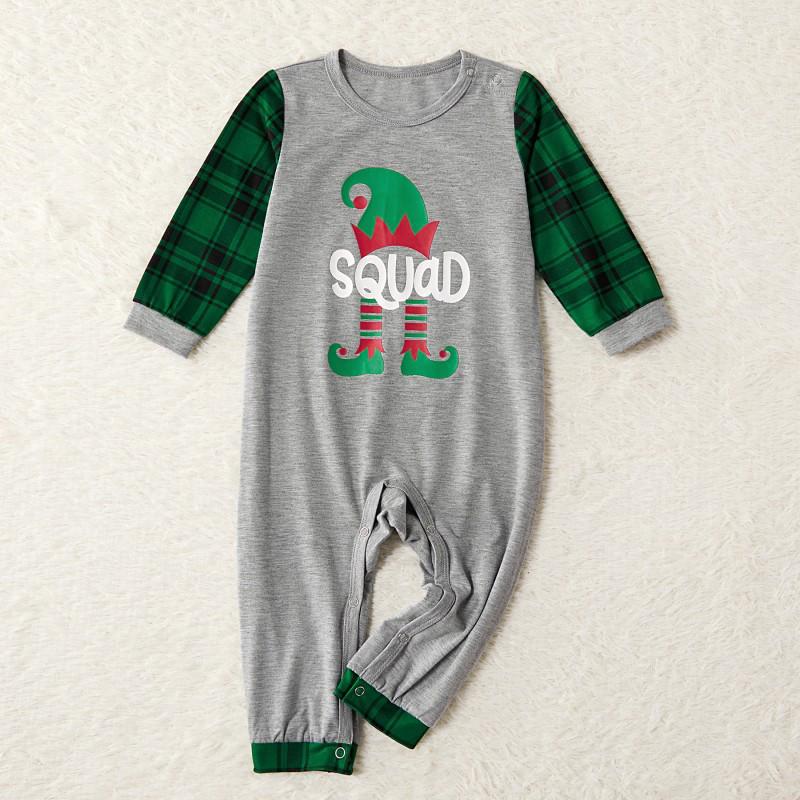 European/American Christmas Family Matching Pajamas Set - Holiday Plaid & Letter Print Long Sleeve Homewear