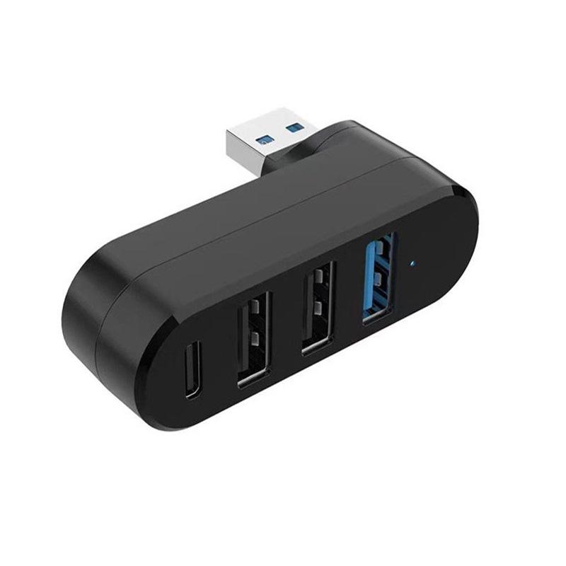 4-in-1-180-degree Rotating USB 3.0 Four-port Hub, Four-port Type-C Extender, USB Splitter чёрный